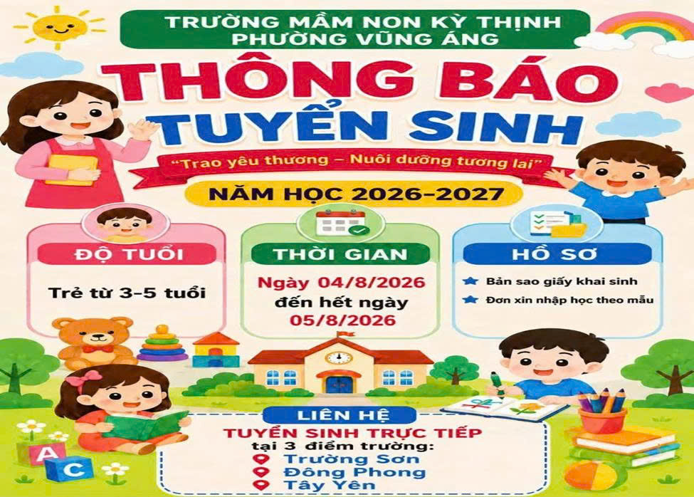 TRƯỜNG MẦM NON KỲ THỊNH TÍCH CỰC TRIỂN KHAI CÔNG TÁC TUYỂN SINH NĂM HỌC 2026 - 2027